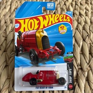 Fiat Beast of Turin Hot Wheels Land Speed Record Car Red Hotwheels Collectible 🆕